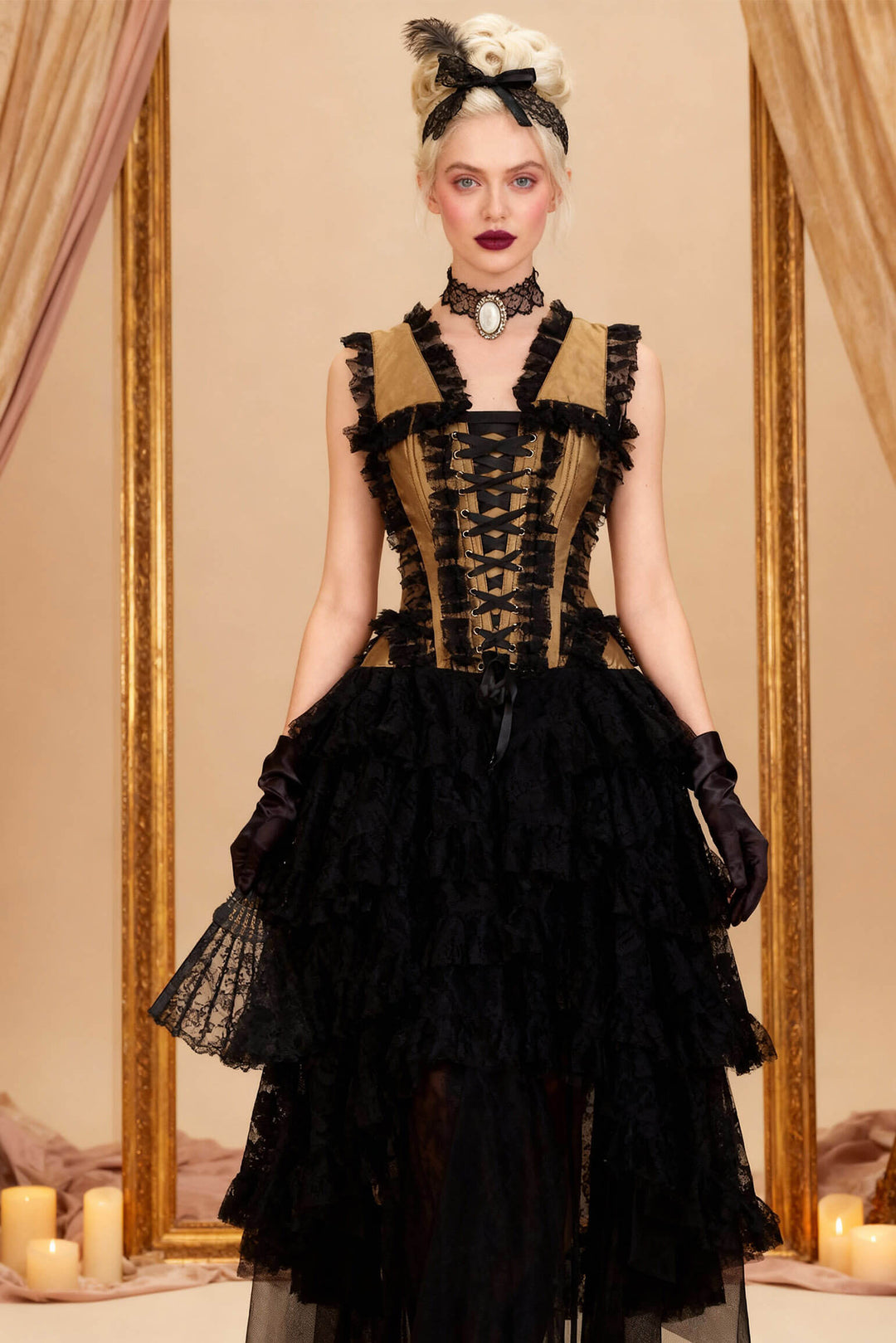Talina Rococo Gold Taffeta Anastasia Corset Dress - view 4 | LUXE NOIR