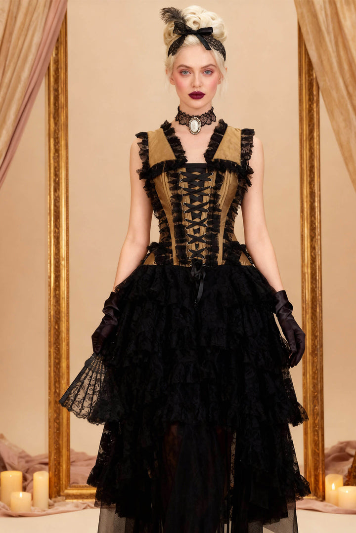 Talina Rococo Gold Taffeta Anastasia Corset Dress - view 4 | LUXE NOIR
