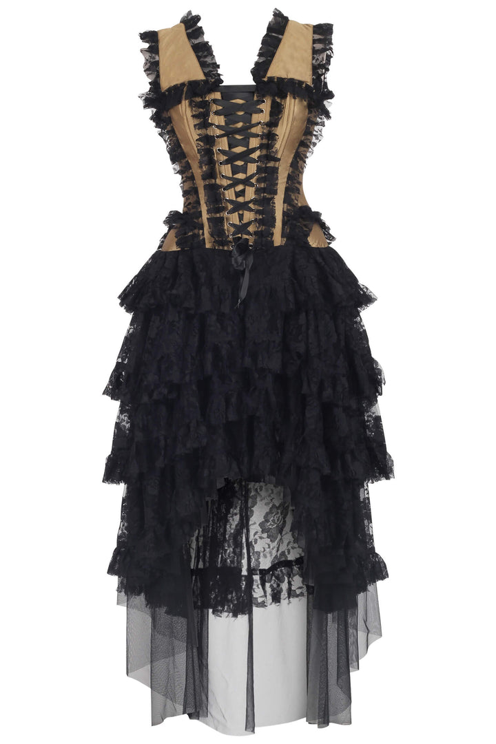 Talina Rococo Gold Taffeta Anastasia Corset Dress | LUXE NOIR