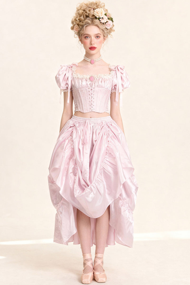 Kenisha Rococo Pink Satin Bustle Skirt - view 4 | LUXE NOIR