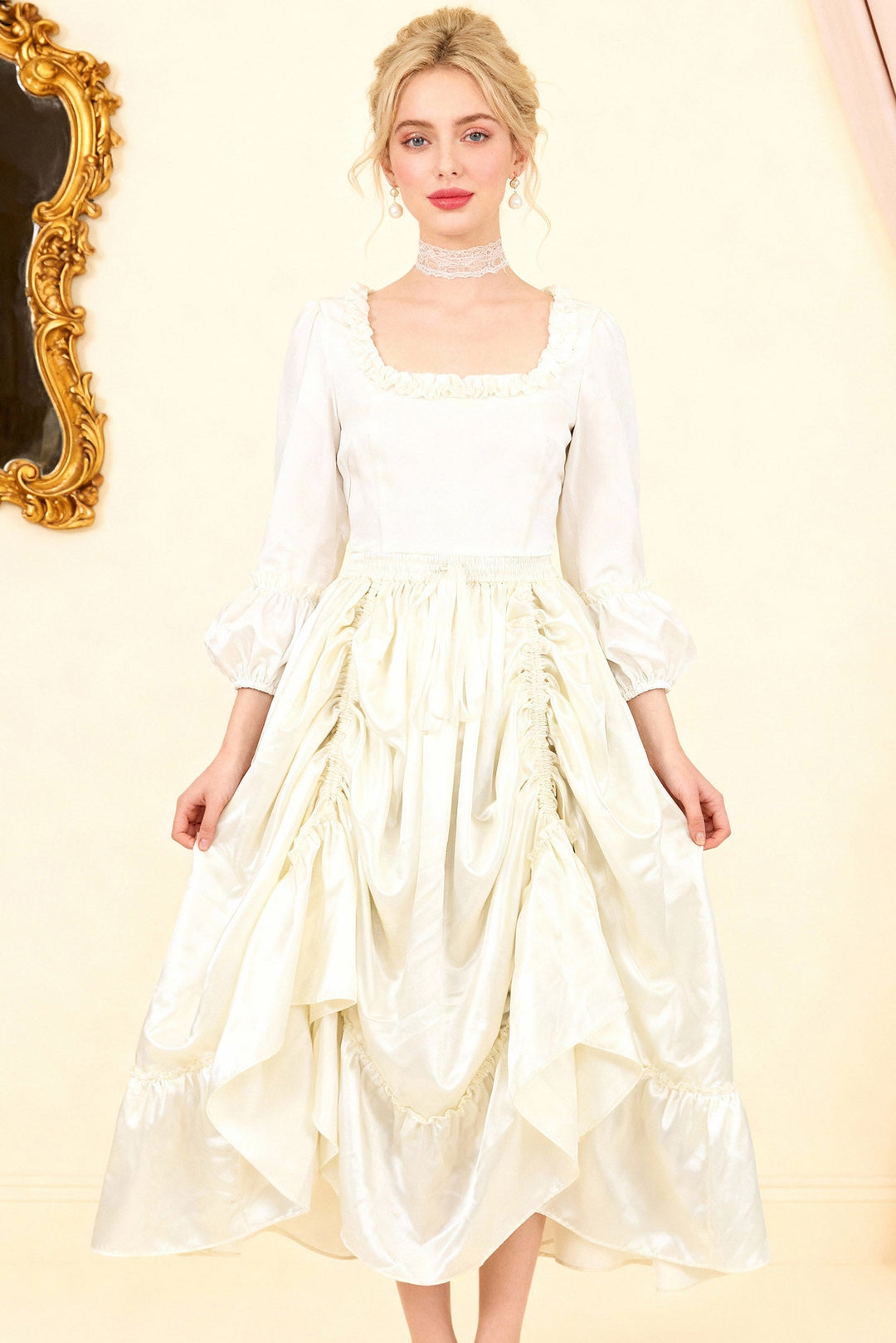 Krislynn Rococo Ivory Satin Bustle Skirt - view 4 | LUXE NOIR