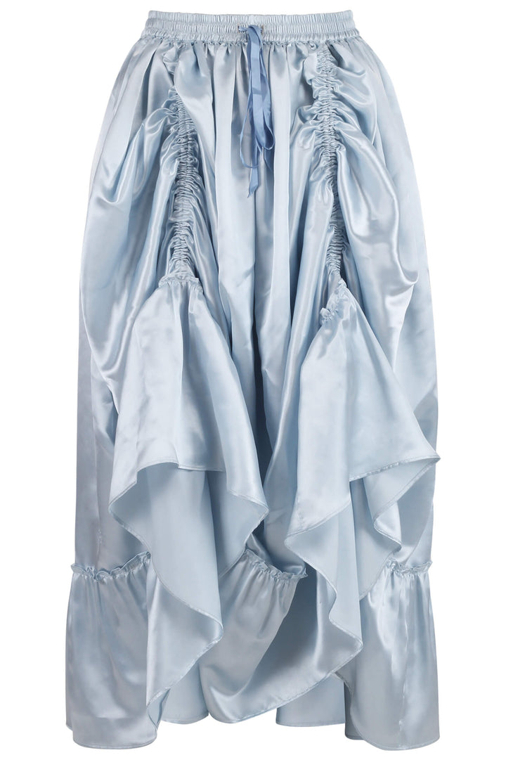 Linsey Rococo Blue Satin Bustle Skirt | LUXE NOIR