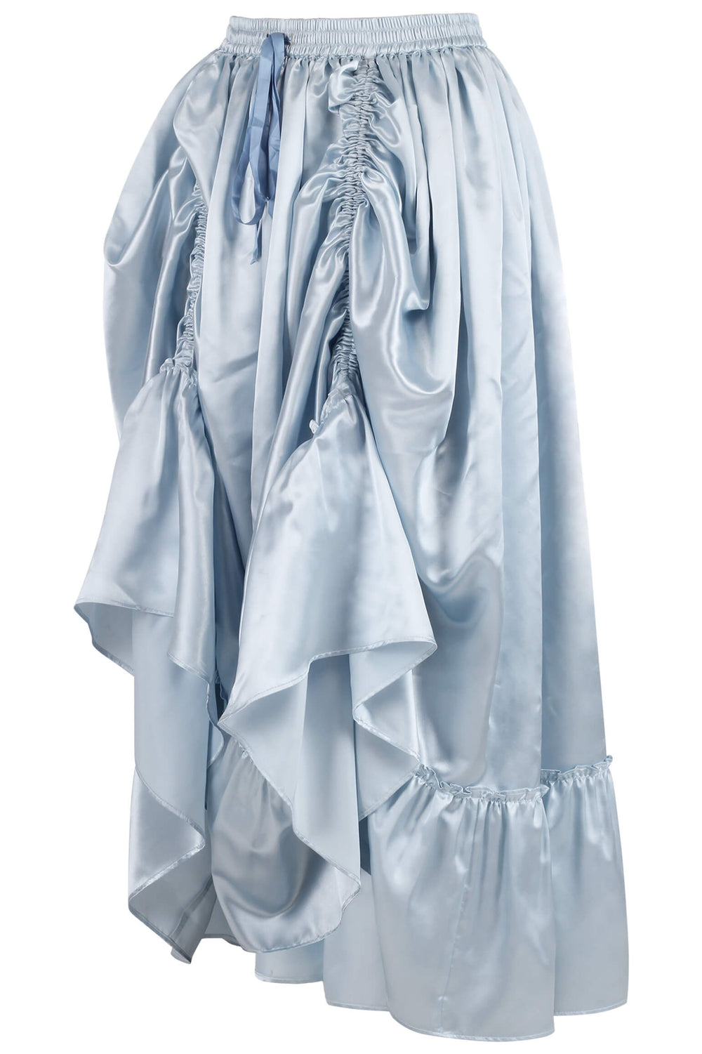 Linsey Rococo Blue Satin Bustle Skirt - view 2 | LUXE NOIR