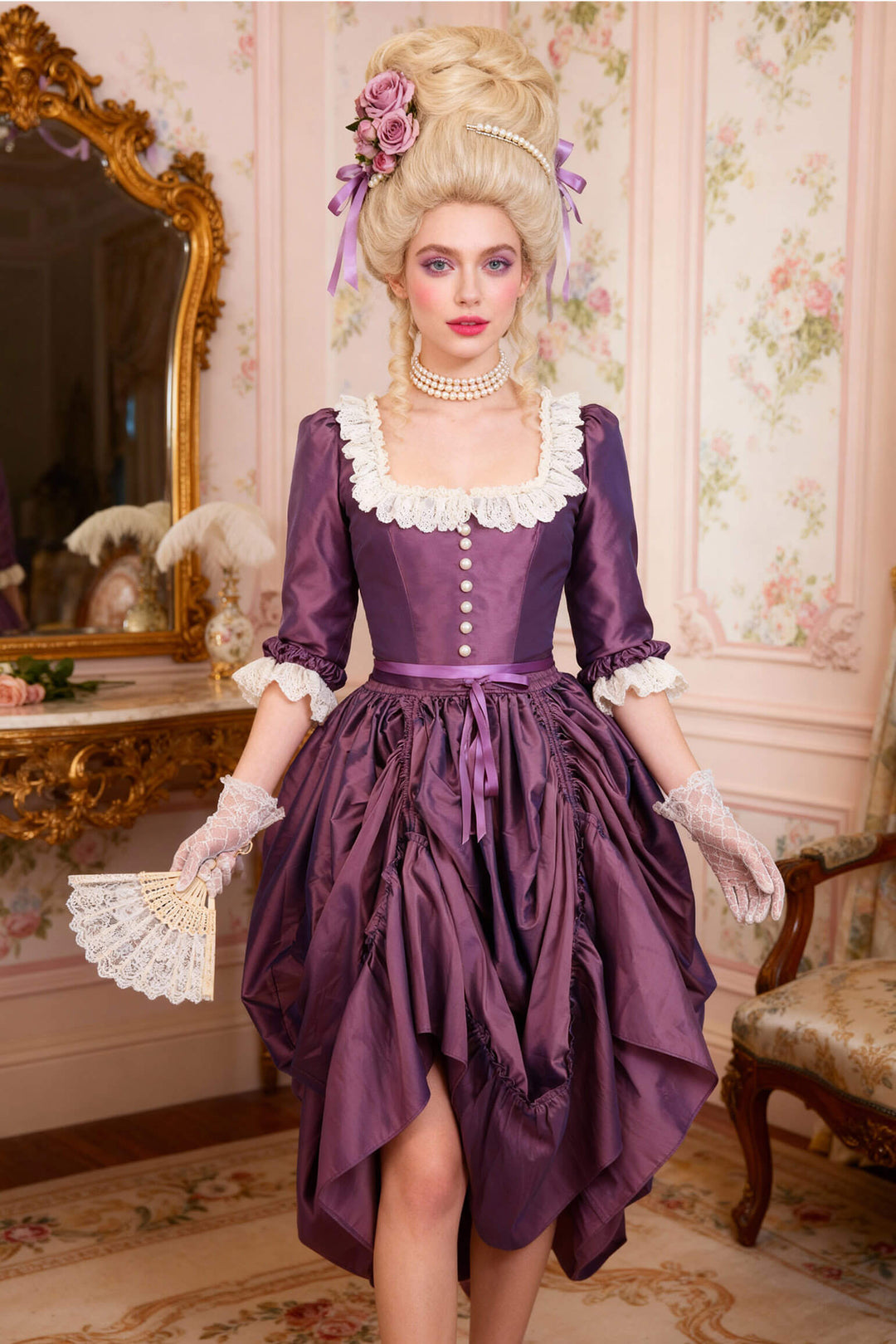 Haileigh Rococo Lilac Taffeta Bustle Skirt - view 4 | LUXE NOIR