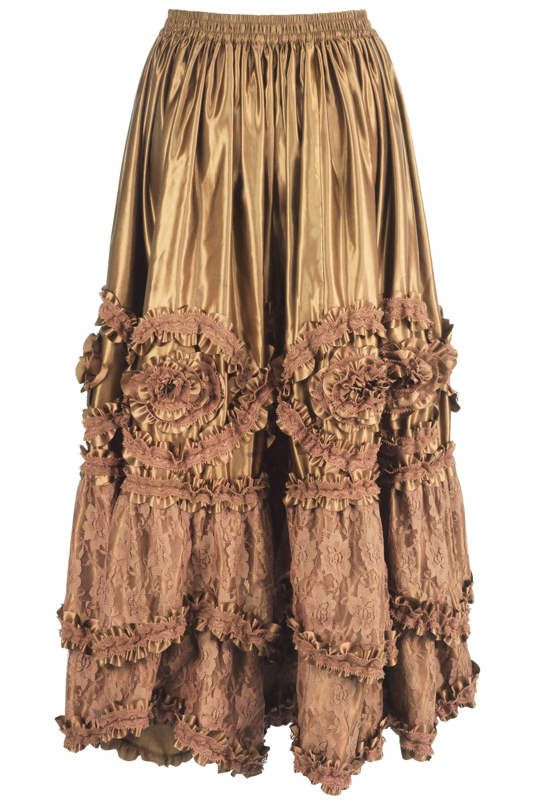 Aneira Rococo Cupcake Gold Satin Long Skirt - view 2 | LUXE NOIR