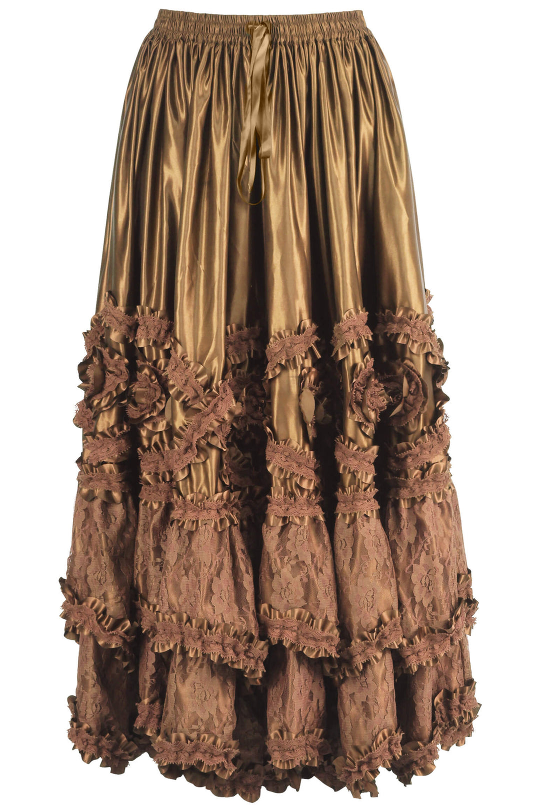 Aneira Rococo Cupcake Gold Satin Long Skirt - view 3 | LUXE NOIR