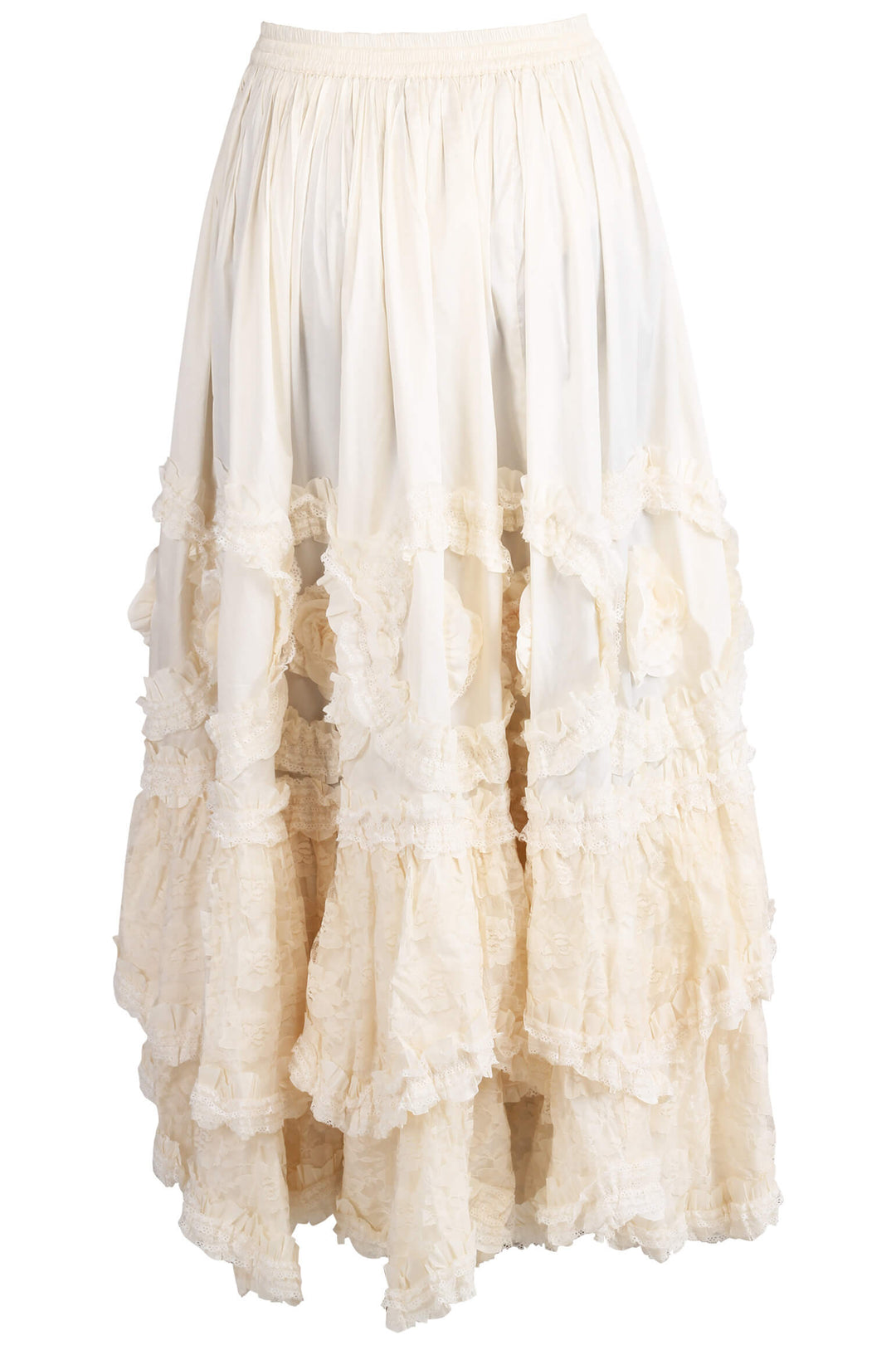 Claribel Rococo Cupcake Ivory Taffeta Long Skirt - view 3 | LUXE NOIR