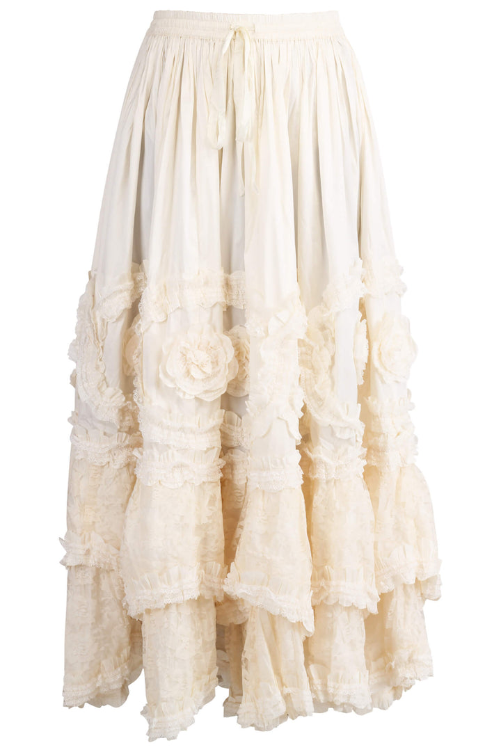Claribel Rococo Cupcake Ivory Taffeta Long Skirt | LUXE NOIR