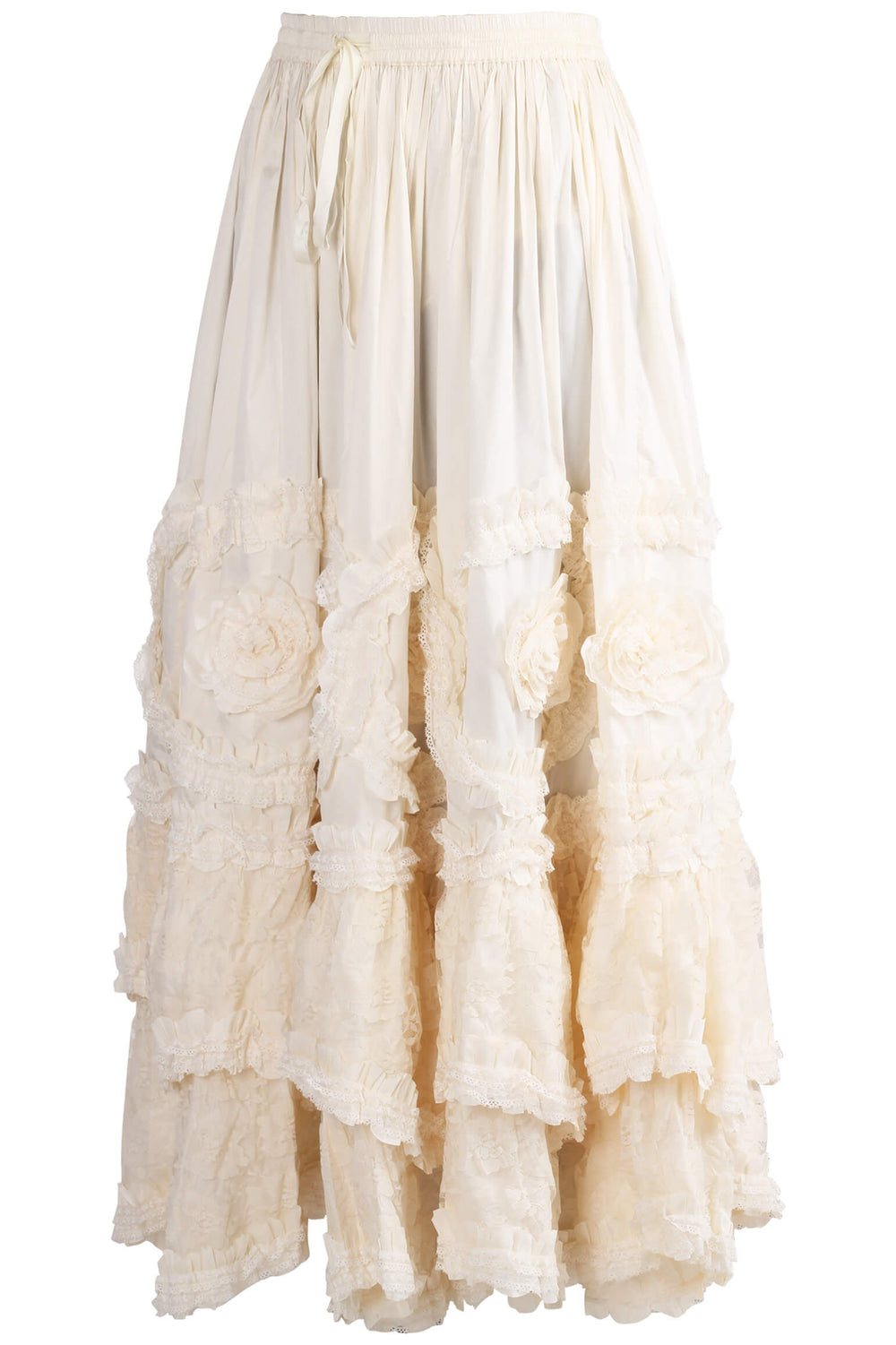 Claribel Rococo Cupcake Ivory Taffeta Long Skirt - view 2 | LUXE NOIR