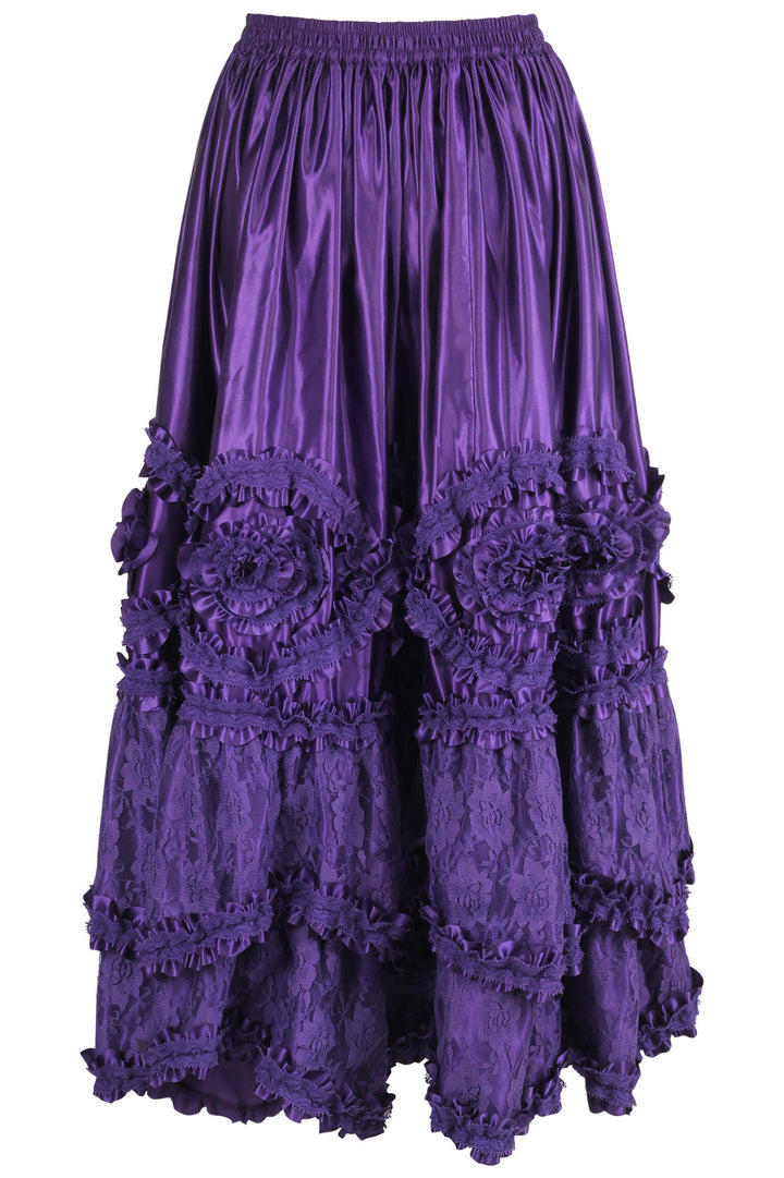 Deonna Rococo Cupcake Purple Satin Long Skirt - view 3 | LUXE NOIR