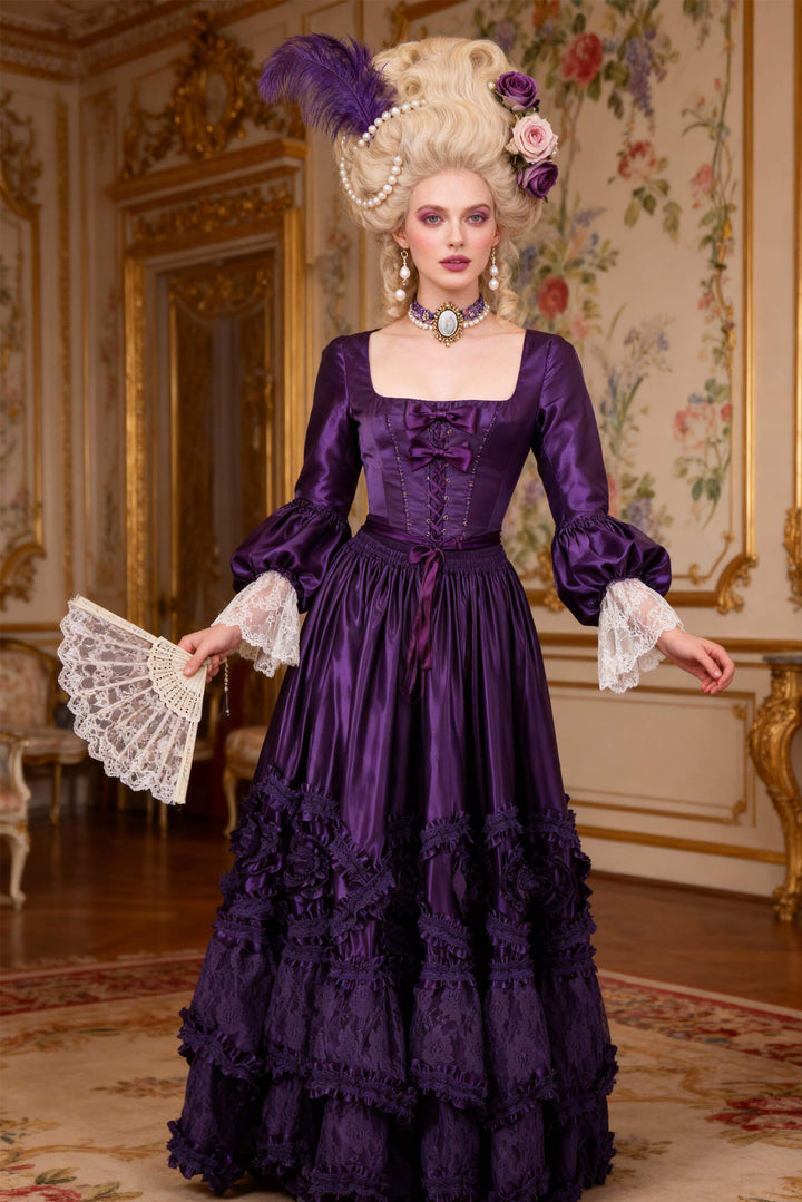 Deonna Rococo Cupcake Purple Satin Long Skirt - view 4 | LUXE NOIR