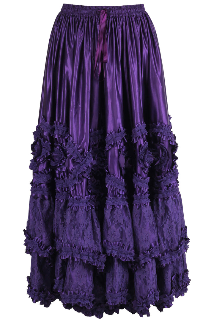 Deonna Rococo Cupcake Purple Satin Long Skirt | LUXE NOIR