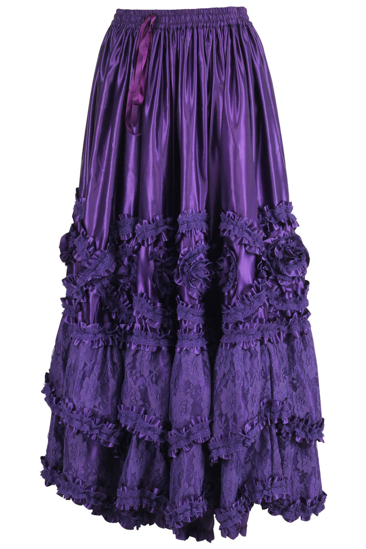 Deonna Rococo Cupcake Purple Satin Long Skirt - view 2 | LUXE NOIR