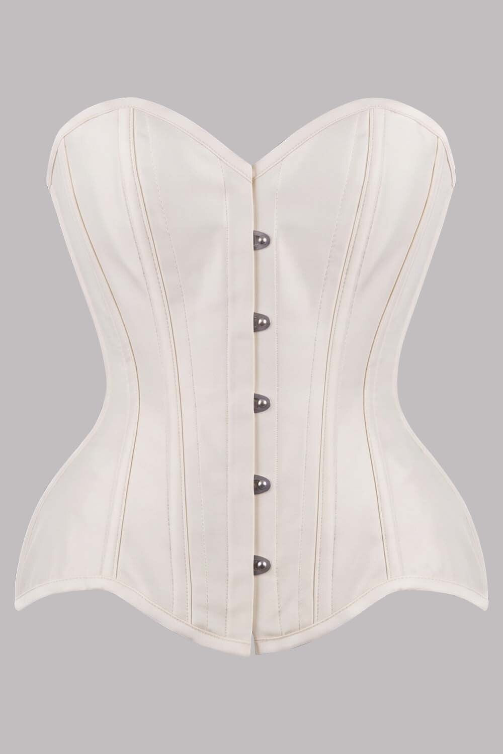 IMOGEN Overbust Waist-Training Corset in Ivory Taffeta by Luxe Noir - front view