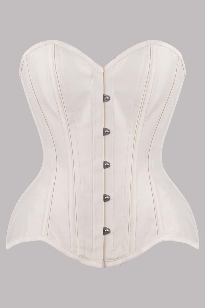 IMOGEN Overbust Waist-Training Corset in Ivory Taffeta by Luxe Noir - front view