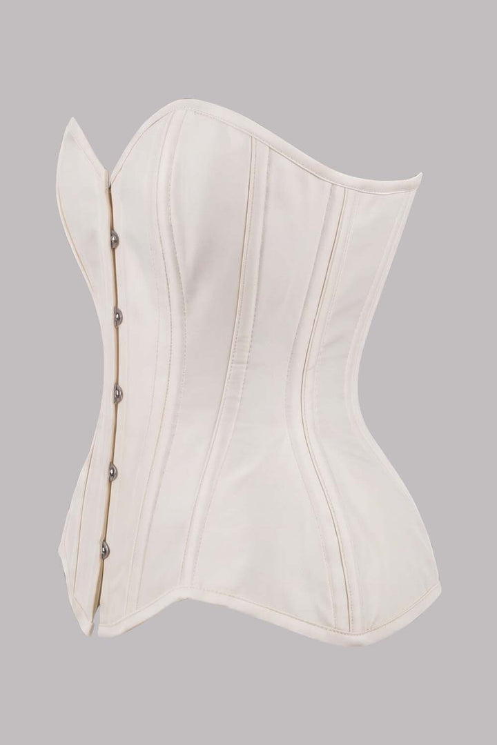 IMOGEN Overbust Waist-Training Corset in Ivory Taffeta by Luxe Noir - side view