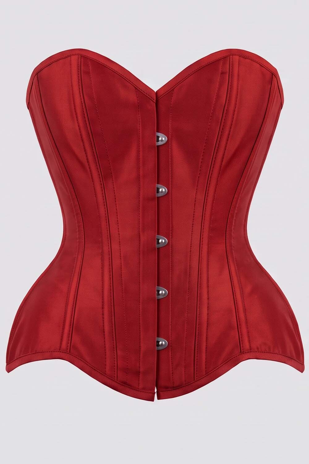 IMOGEN Overbust Waist-Training Corset in Red Taffeta by Luxe Noir - front view