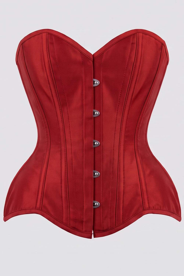 IMOGEN Overbust Waist-Training Corset in Red Taffeta by Luxe Noir - front view