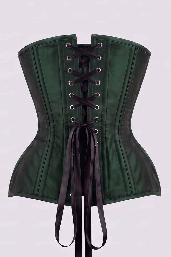IMOGEN Overbust Waist-Training Corset in Black Taffeta by Luxe Noir - back view