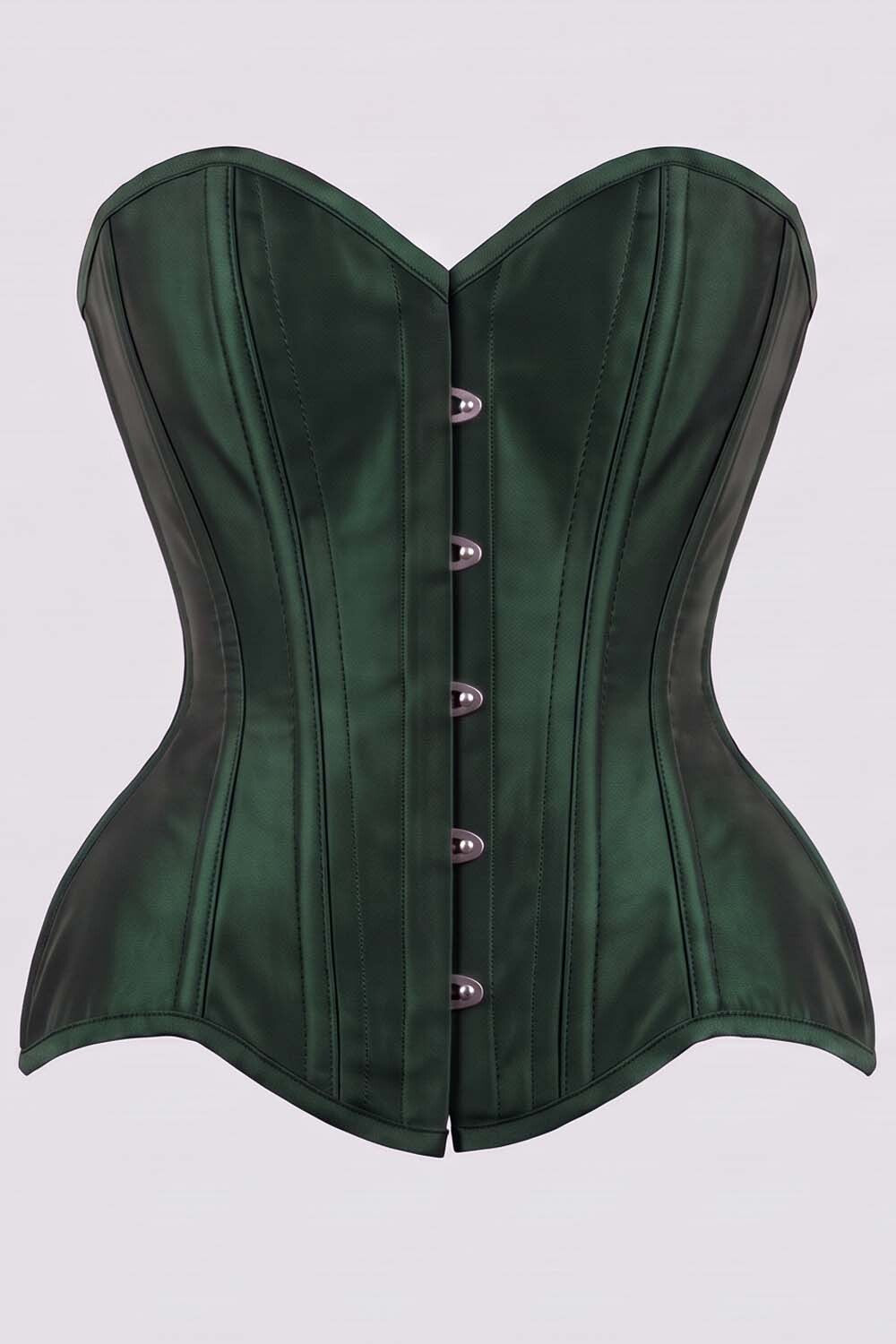 IMOGEN Overbust Waist-Training Corset in Black Taffeta by Luxe Noir - front view