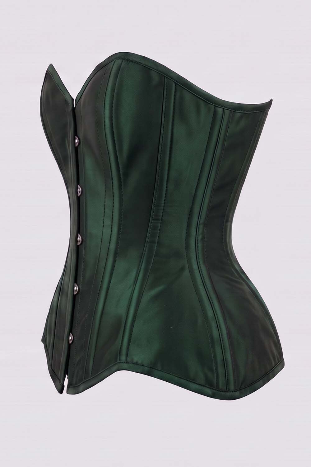 IMOGEN Overbust Waist-Training Corset in Black Taffeta by Luxe Noir - side view