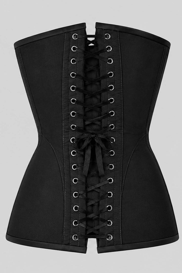 ASTER Overbust Waist-Training Corset in Black Cotton by Luxe Noir – back view