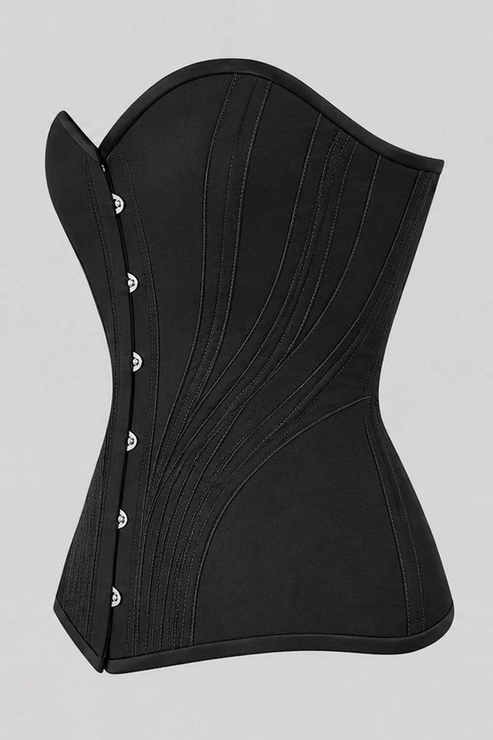 ASTER Overbust Waist-Training Corset in Black Cotton by Luxe Noir – side view