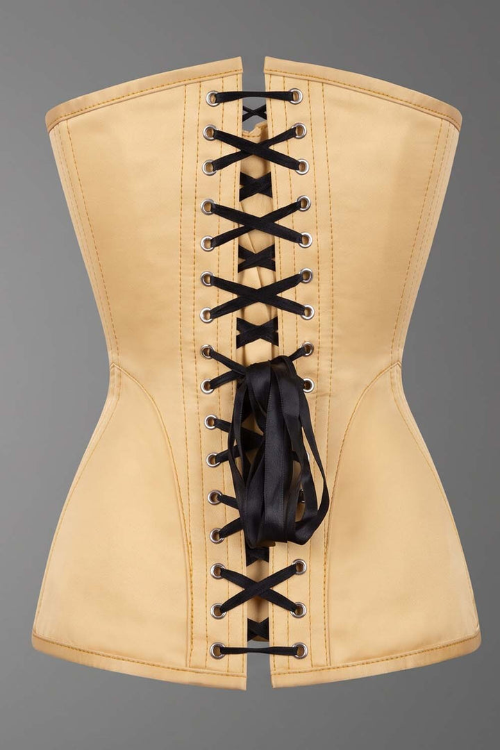 ASTER Overbust Waist-Training Corset in Nude Satin by Luxe Noir – back view