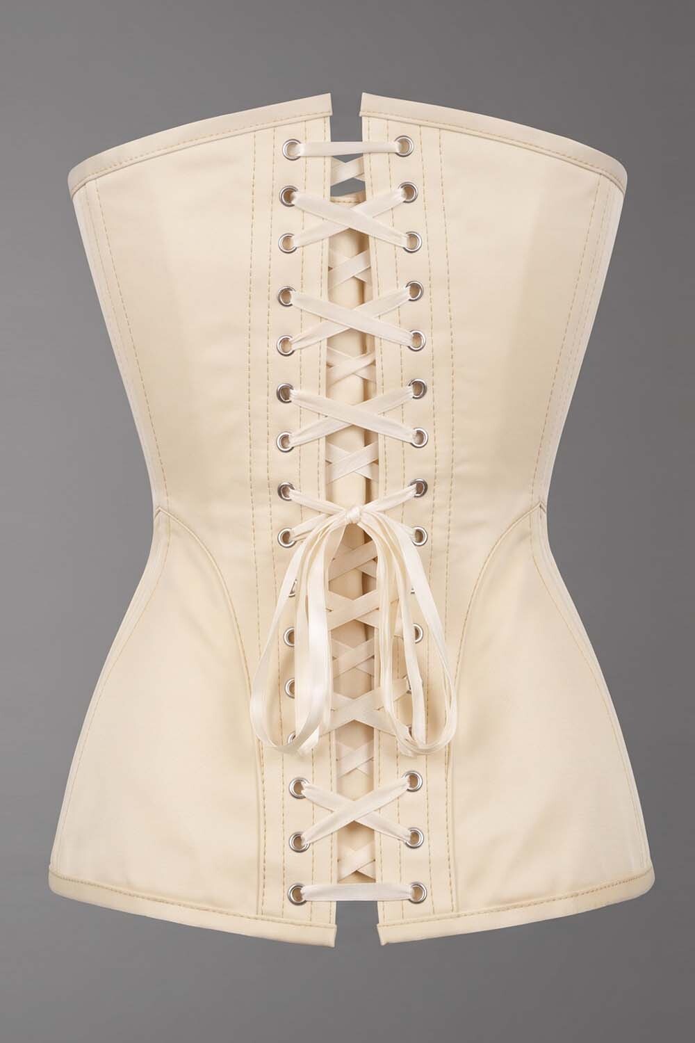 ASTER Overbust Waist-Training Corset in Ivory Taffeta by Luxe Noir – back view