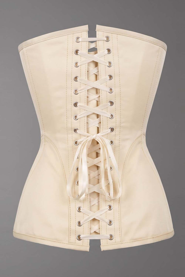 ASTER Overbust Waist-Training Corset in Ivory Taffeta by Luxe Noir – back view