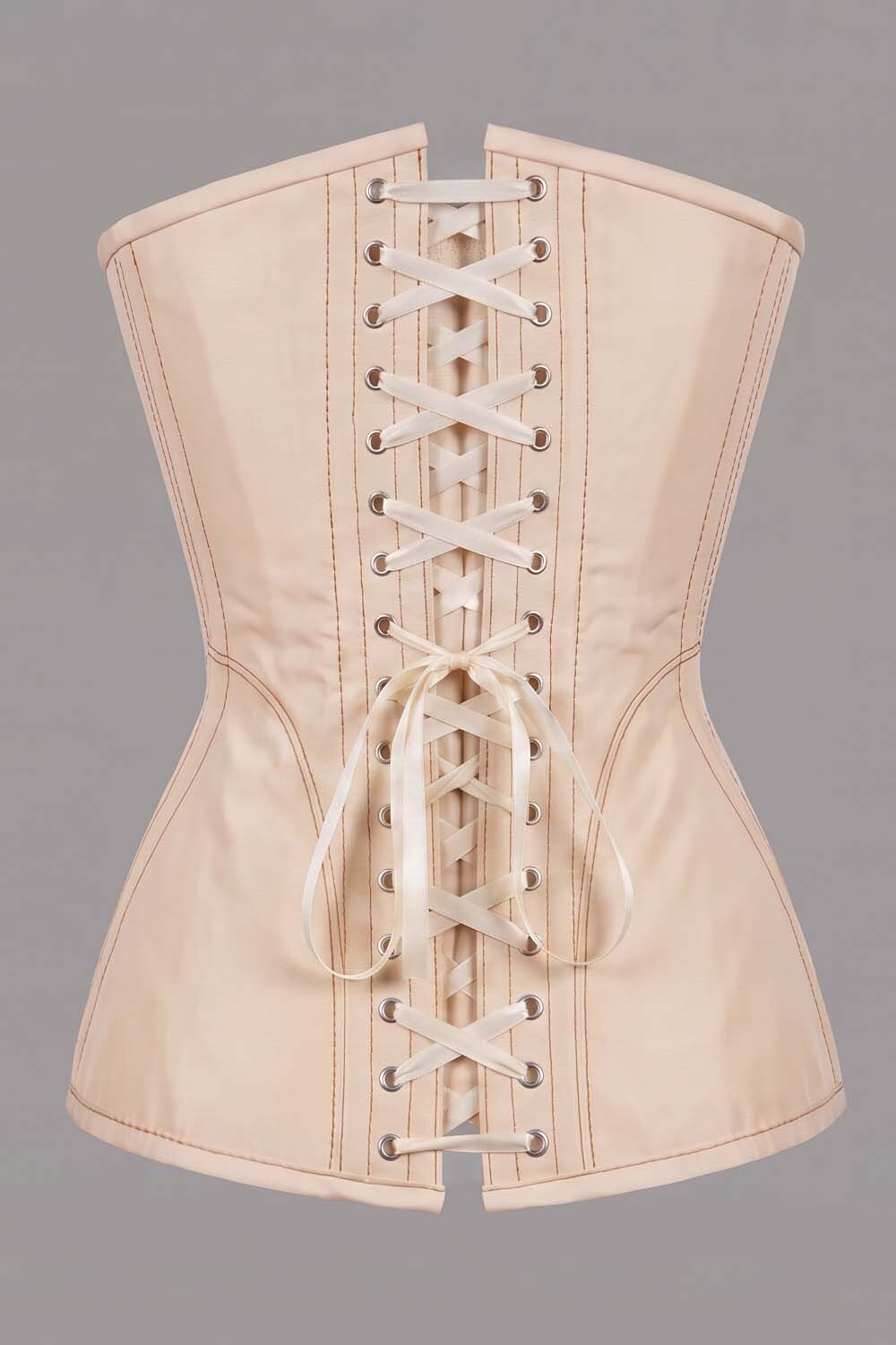 ASTER Overbust Waist-Training Corset in Cream Taffeta by Luxe Noir – back view