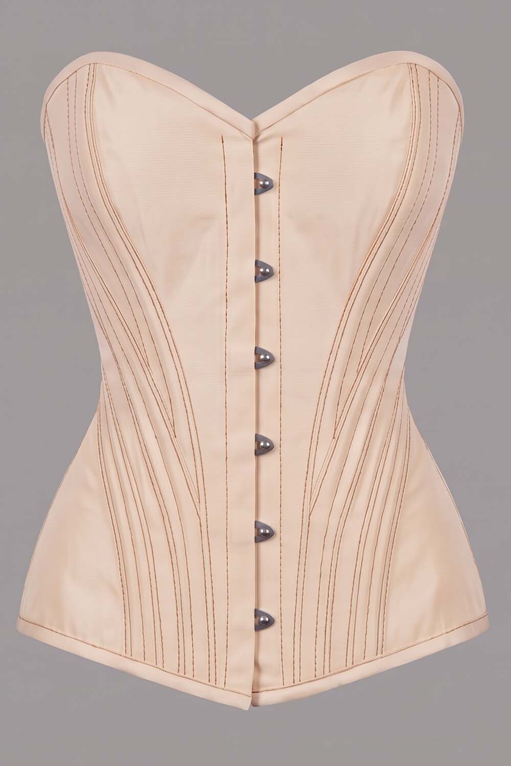 ASTER Overbust Waist-Training Corset in Cream Taffeta by Luxe Noir – front view