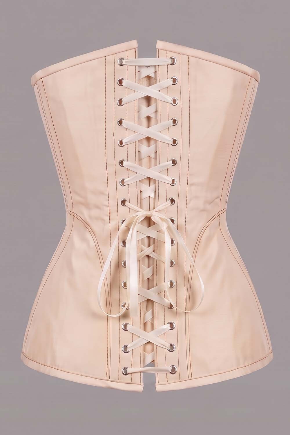 ASTER Overbust Waist-Training Corset in Cream Taffeta by Luxe Noir – back view