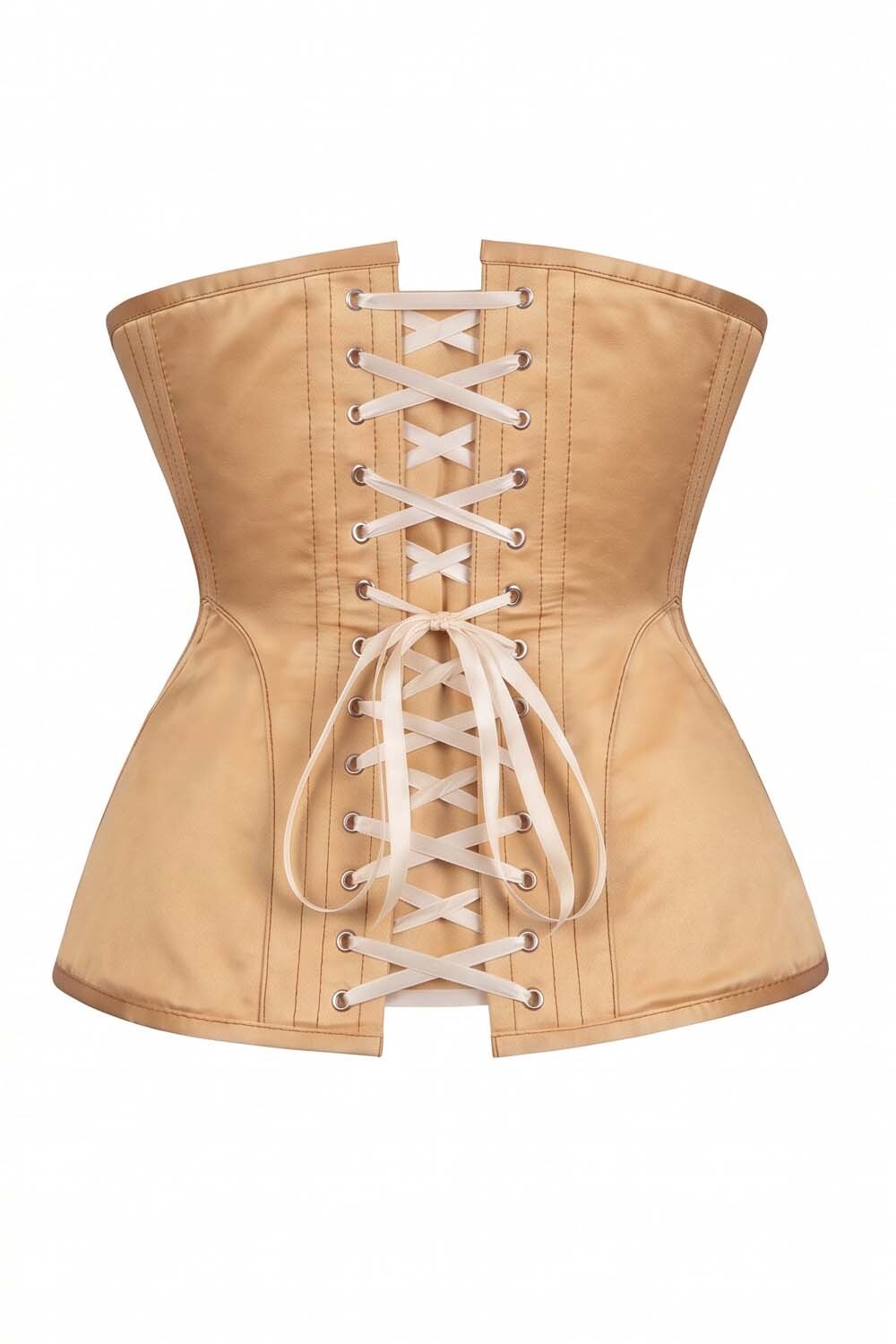 ORCHID Underbust Waist-Training Corset in Nude Satin by Luxe Noir - back view