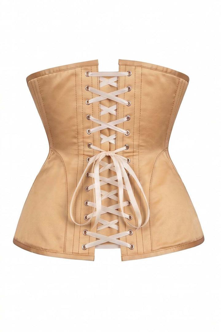 ORCHID Underbust Waist-Training Corset in Nude Satin by Luxe Noir - back view