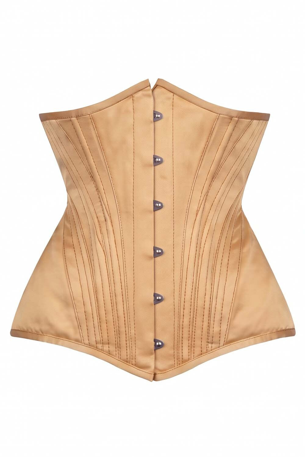 ORCHID Underbust Waist-Training Corset in Nude Satin by Luxe Noir - front view