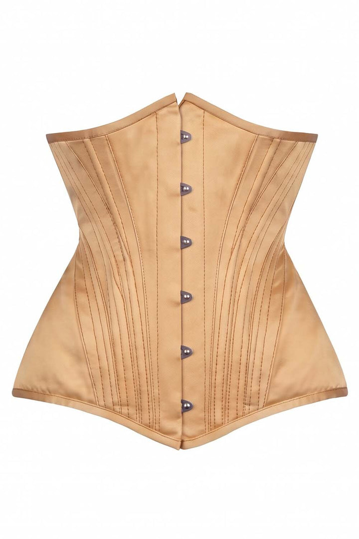 ORCHID Underbust Waist-Training Corset in Nude Satin by Luxe Noir - front view