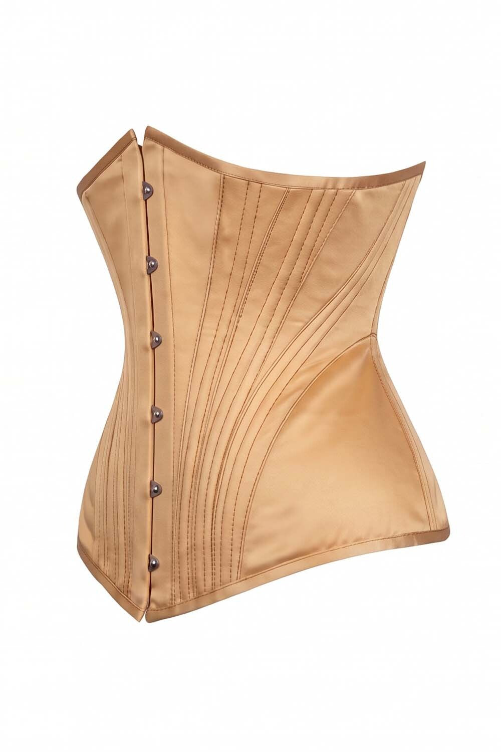 ORCHID Underbust Waist-Training Corset in Nude Satin by Luxe Noir - side view