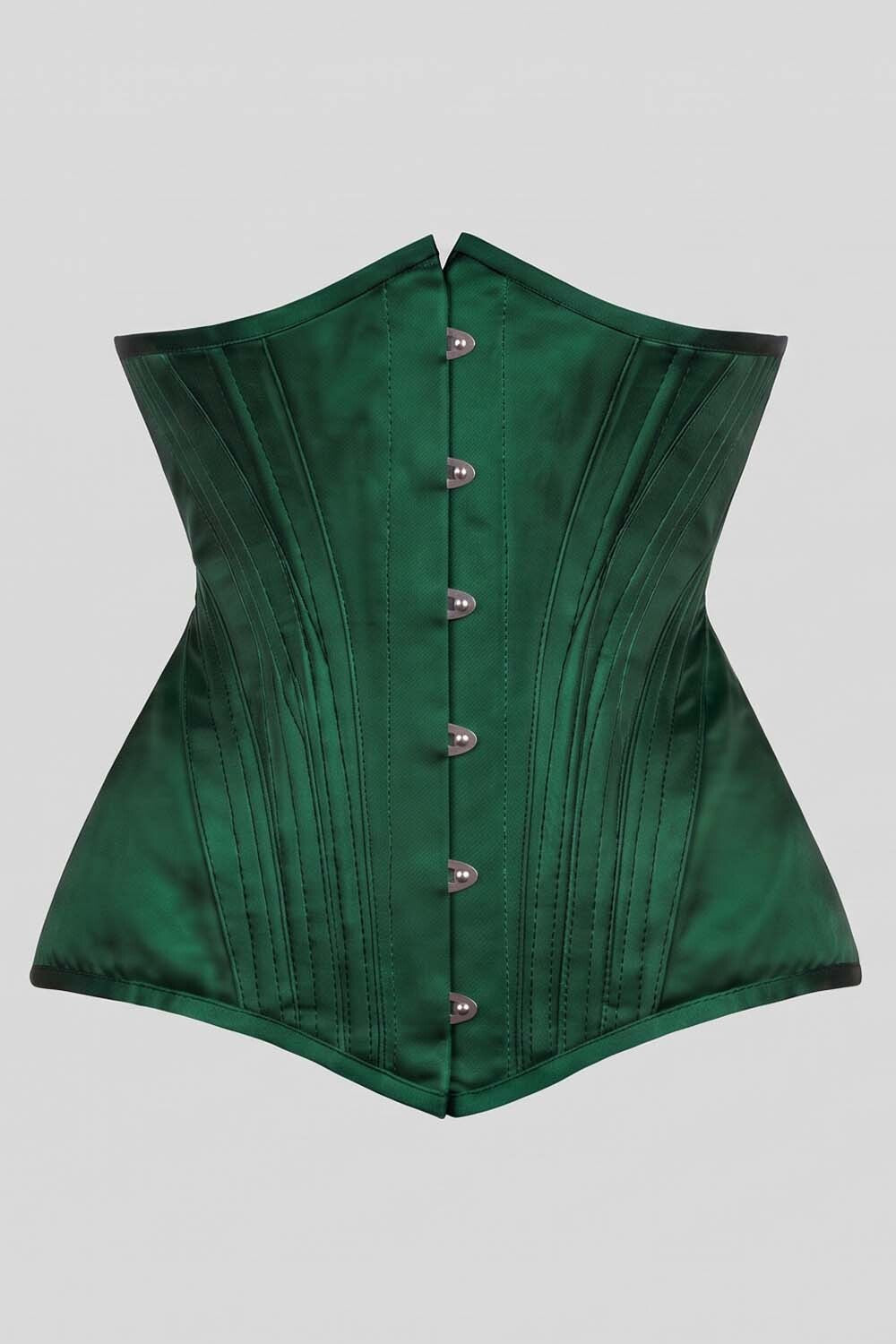 ORCHID Underbust Waist-Training Corset in Green Satin by Luxe Noir - front view