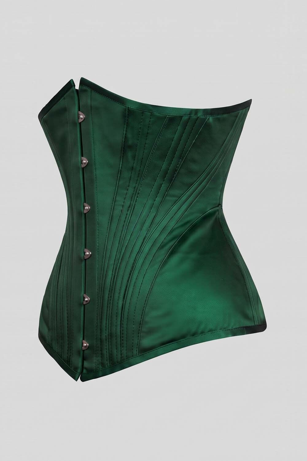 ORCHID Underbust Waist-Training Corset in Green Satin by Luxe Noir - side view