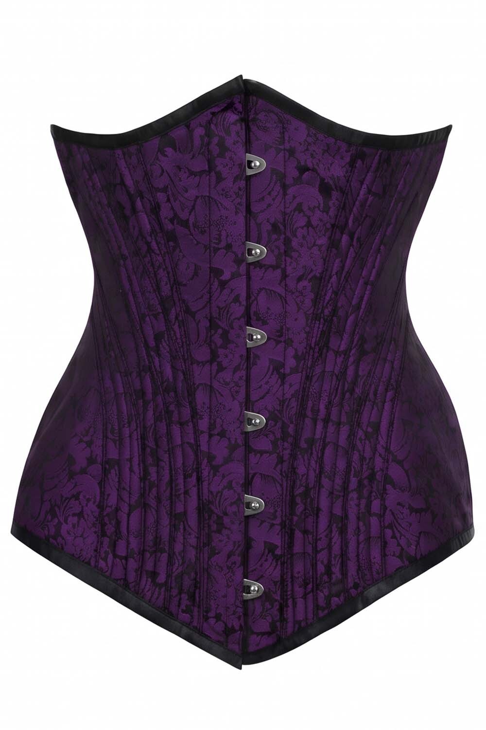 ORCHID Underbust Waist-Training Corset in Purple Brocade by Luxe Noir - front view