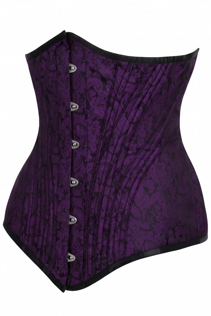 ORCHID Underbust Waist-Training Corset in Purple Brocade by Luxe Noir - side view