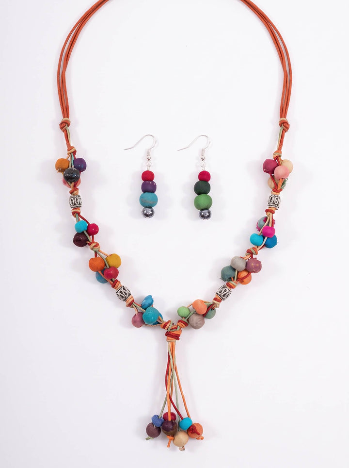 Colour Trail Beaded Lariat Necklace Set