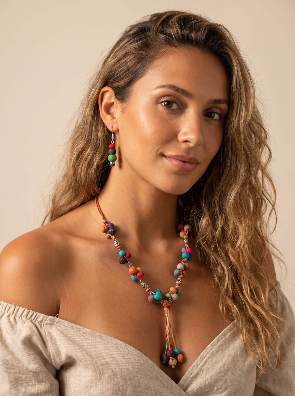 Colour Trail Beaded Lariat Necklace Set