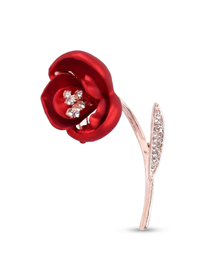 Scarlet Bloom Rose Brooch