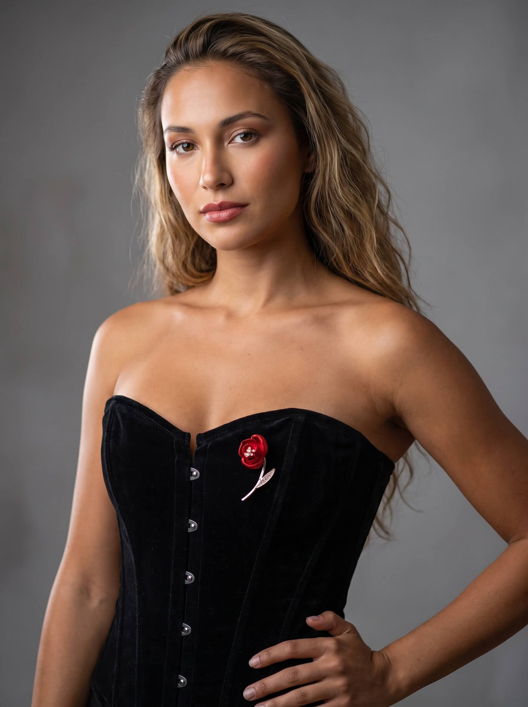 Scarlet Bloom Rose Brooch