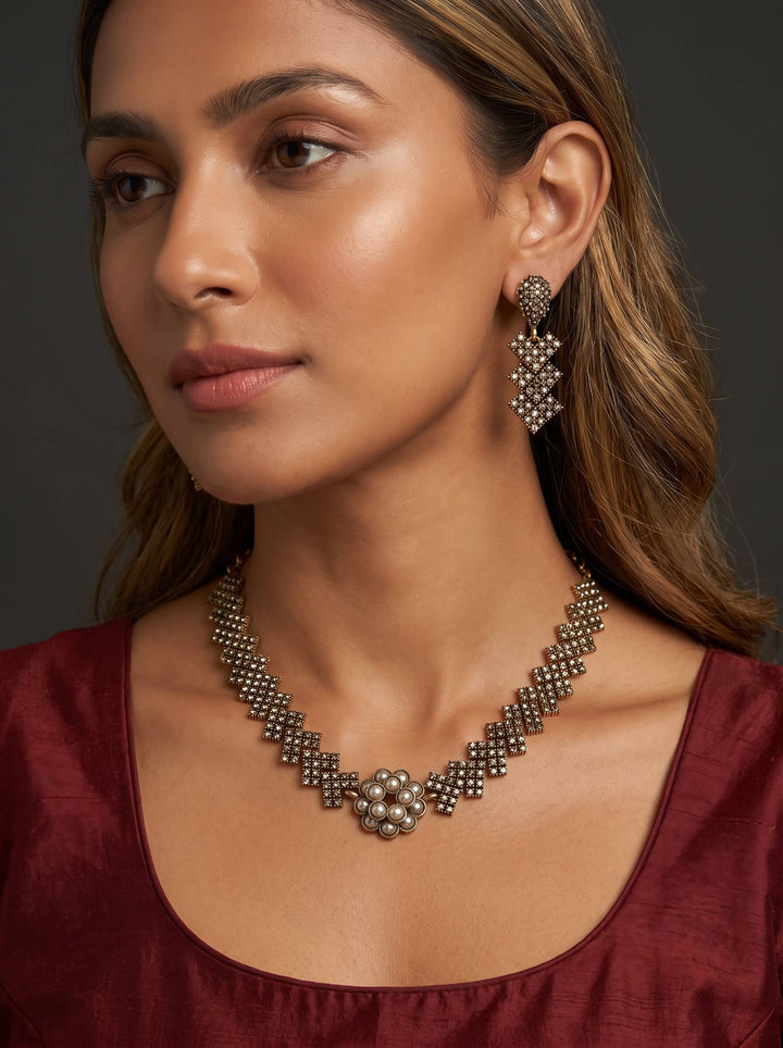 Rosette Mosaic Necklace and Earring Set