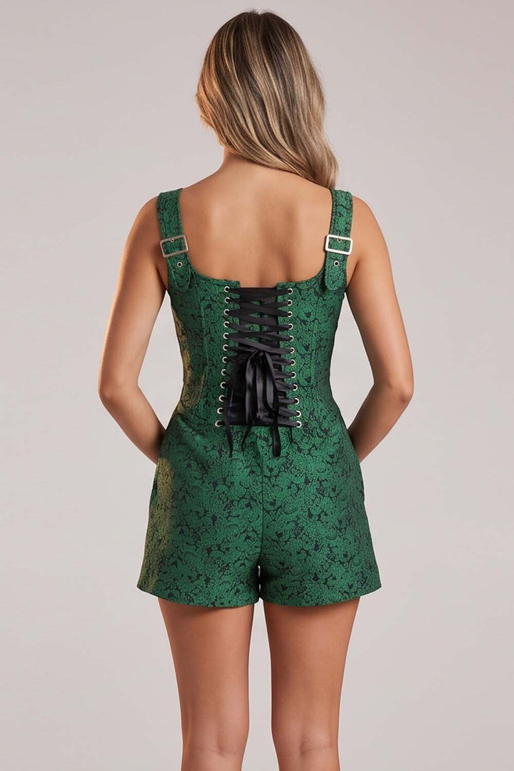 Heather Green Brocade Corset Skort Dress