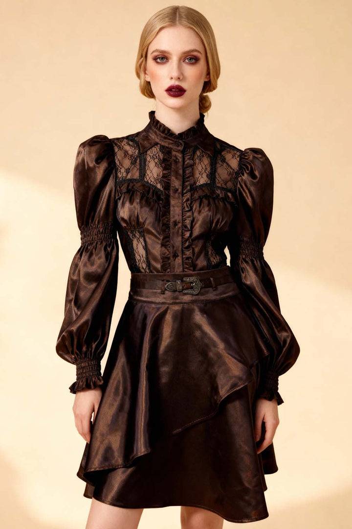 Shelby Brown Satin Steampunk Layered Skirt