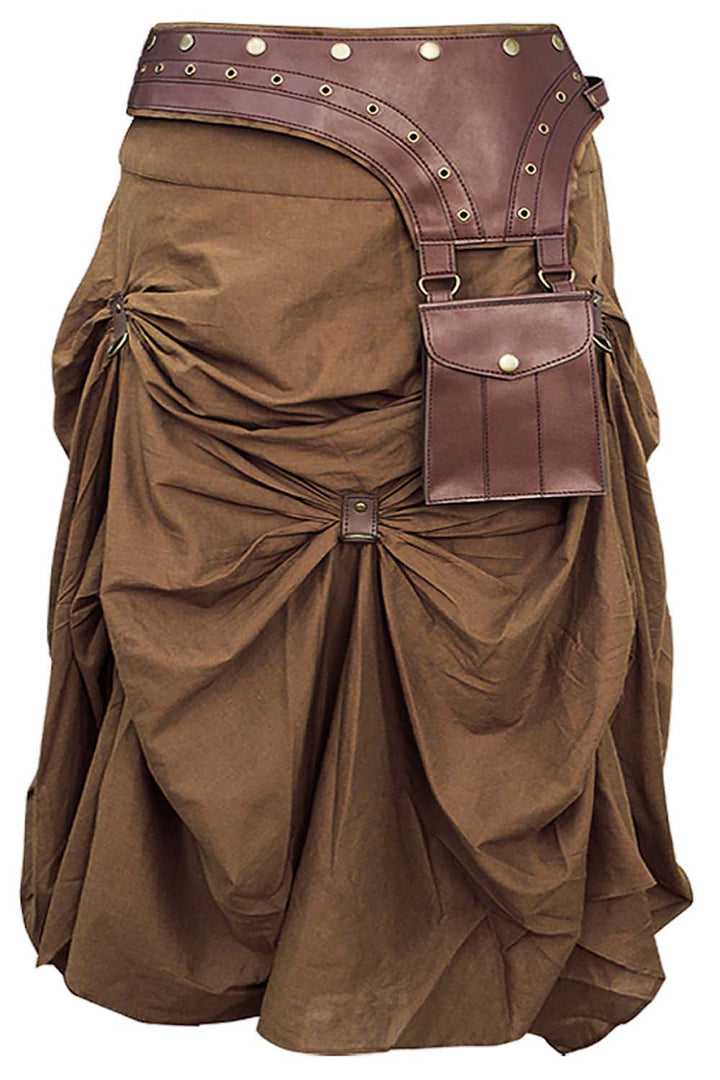 Isha Cotton Vintage Steampunk Ruched Skirt
